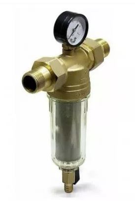 Фильтр с манометром 3/4" для ХВС, латунь, TIM