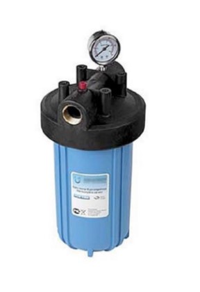 Колба BB 10" 1" д/хол.воды (кронштейн, манометр, латунные вставки) Акватек