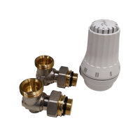 Комплект радиаторного терморегулятора угловой, с переходниками, G3--4A x G1--2A RAE, RLV-KS Danfoss