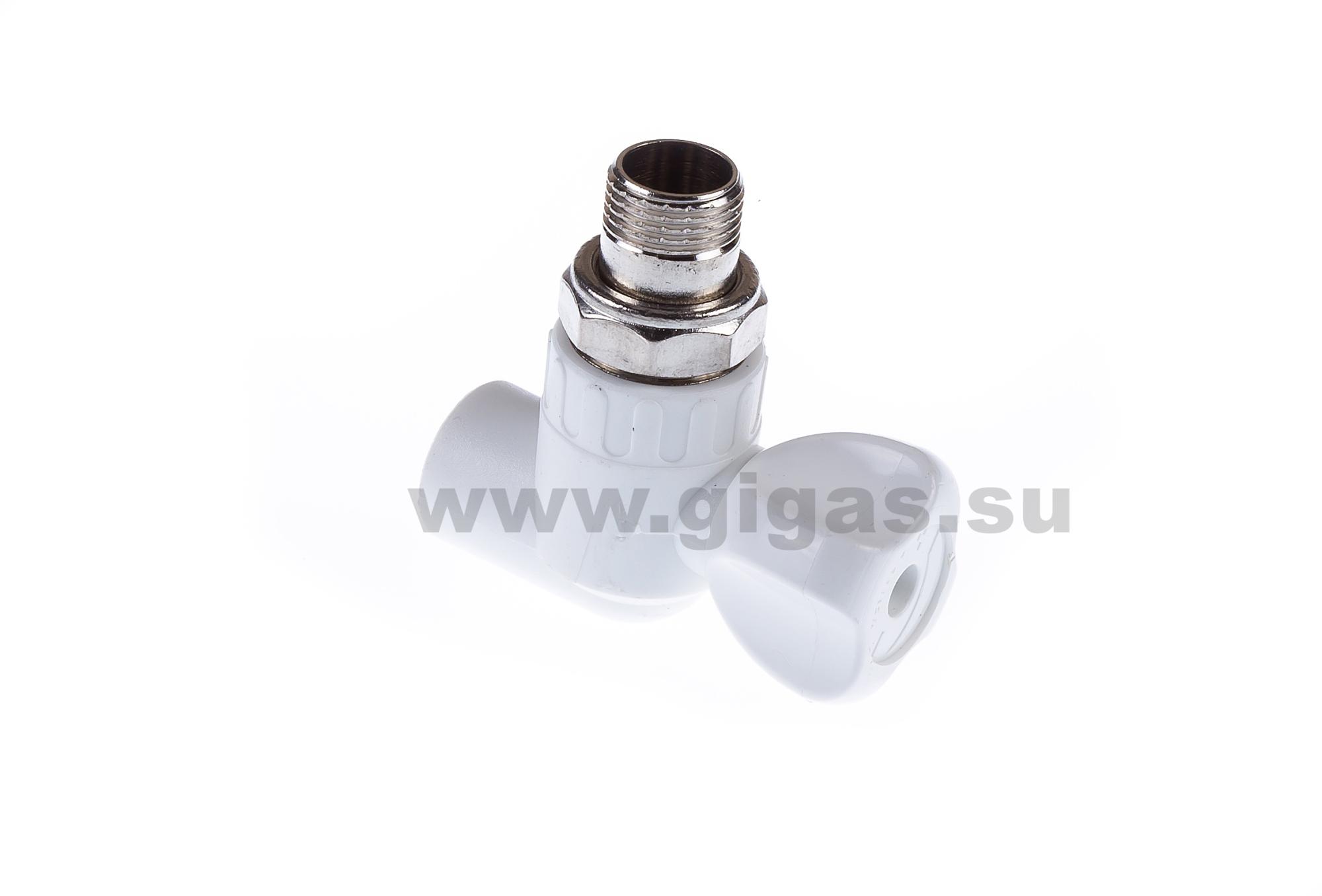 Кран шаровой PPR для радиатора угловой D20 1/2" HP РВК (30шт/уп)