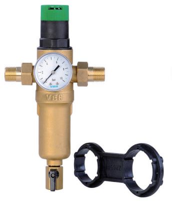 Фильтр с редуктором и манометром 1/2" для ГВС, латунь, ViEiR (10/1шт)