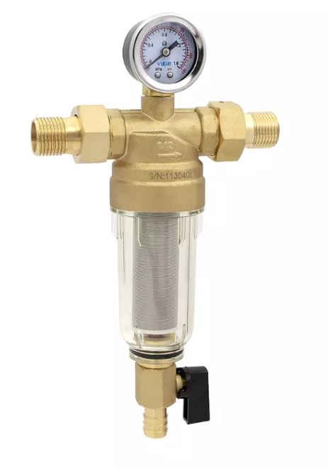 Фильтр с манометром 3/4" для ХВС, латунь, ViEiR