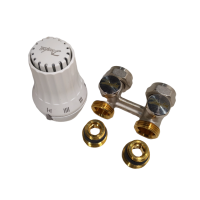 Комплект радиаторного терморегулятора угловой, с переходниками, G3--4A x G1--2A RAE, RLV-KS Danfoss