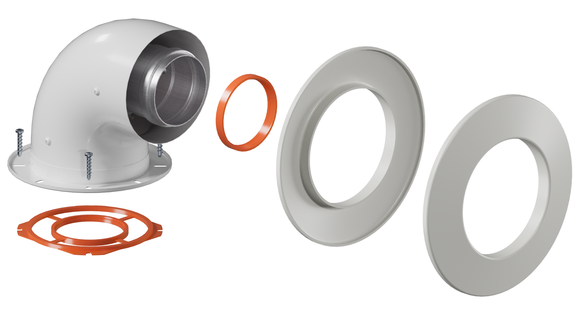 Отвод коаксиальный D60/100 угол 90гр. (IMMERGAS) стальной фланец KRATS