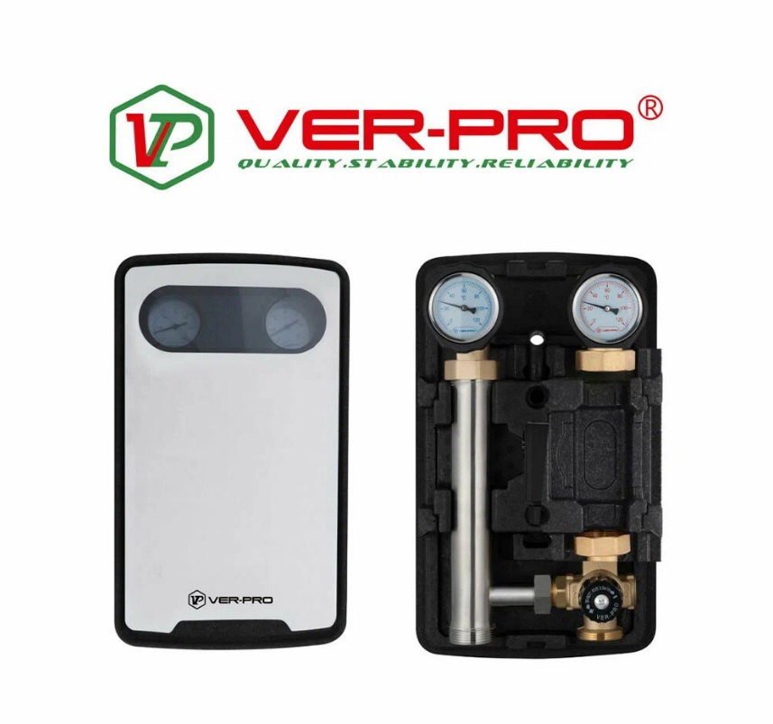 Насосная группа из нерж. стали с четырехходовым смесительным клапаном 1 1/2"x 1" (без насоса) Vieir