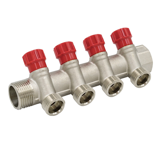 Коллектор с регул. вентилями, 1''х4 вых. Евроконус 3/4 Vieir