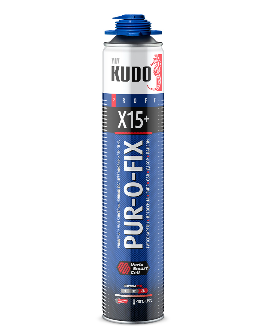 Клей-пена пистолетная КУДО PUR-O-FIX X15+ всесезонная 1000 мл