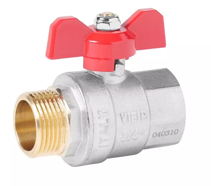 Кран шаровой 1/2'' НР-НР бабочка ViEiR