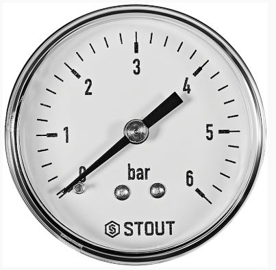 Манометр аксиального подключения 1/4", измерение до 6 бар STOUT