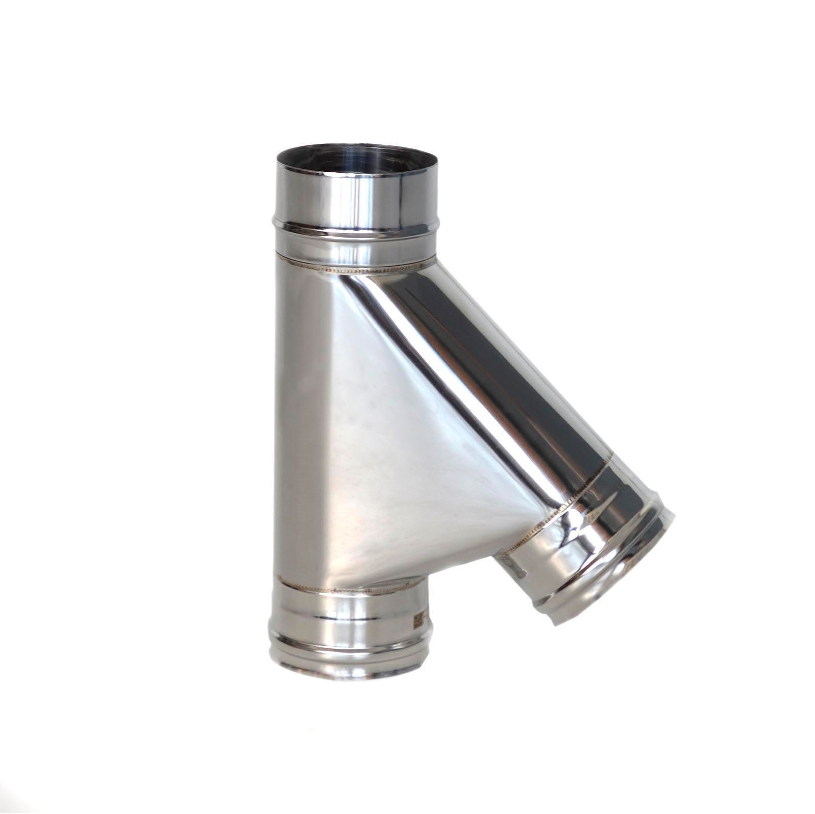 Тройник 45 гр. ТРМ(М)-Р D150 AISI 430 (0,8 мм) ТиС Врезка папа (уп 4)