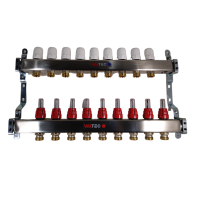 Коллекторная группа нерж. со встр. расх. в сборе, 1х9 вых. Евроконус 34 VALTEC- IVAR