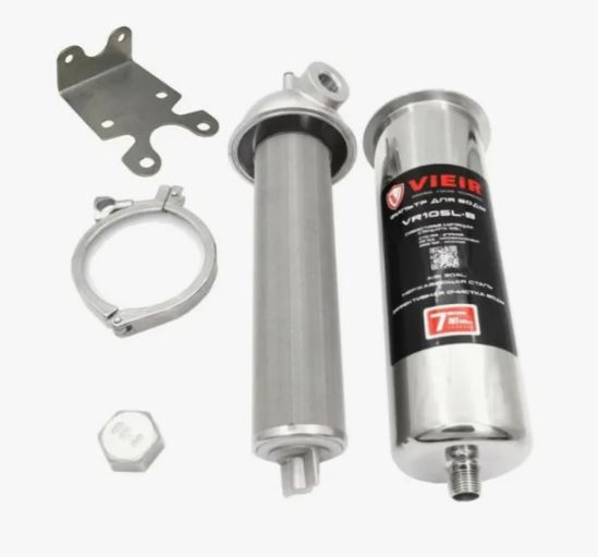 Колба фильтра из нержавейки SL10 - C, 1/2" НР-НР  Vieir для холодной / горячей воды (хомутное соединение)