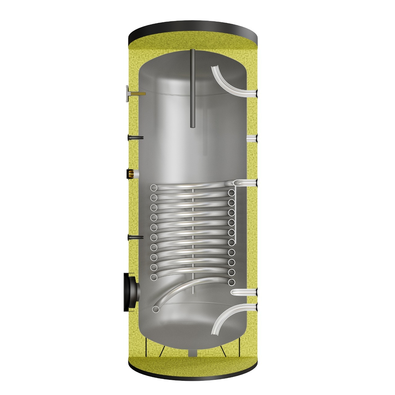 Бойлер косвенного нагрева KRATS 1BG 160л v.2, 1 змеевик, 6 бар, с возможностью подключения тэна