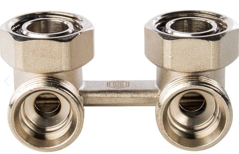 Узел нижнего подключения для радиатора угловой 3/4" х 3/4" EK шаровый STOUT