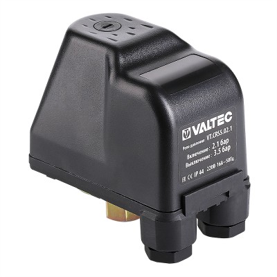 Реле давления CRS-5, 1/4" нак.гайка, преднастройка 2,1-3,5 бар Valtec