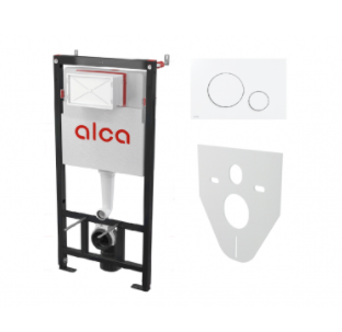 Set инсталляции 4 в 1, с белой круглой кнопкой и шумоизоляцией, AM101/1120-4:1 RU M670-0001 AlcaPlast