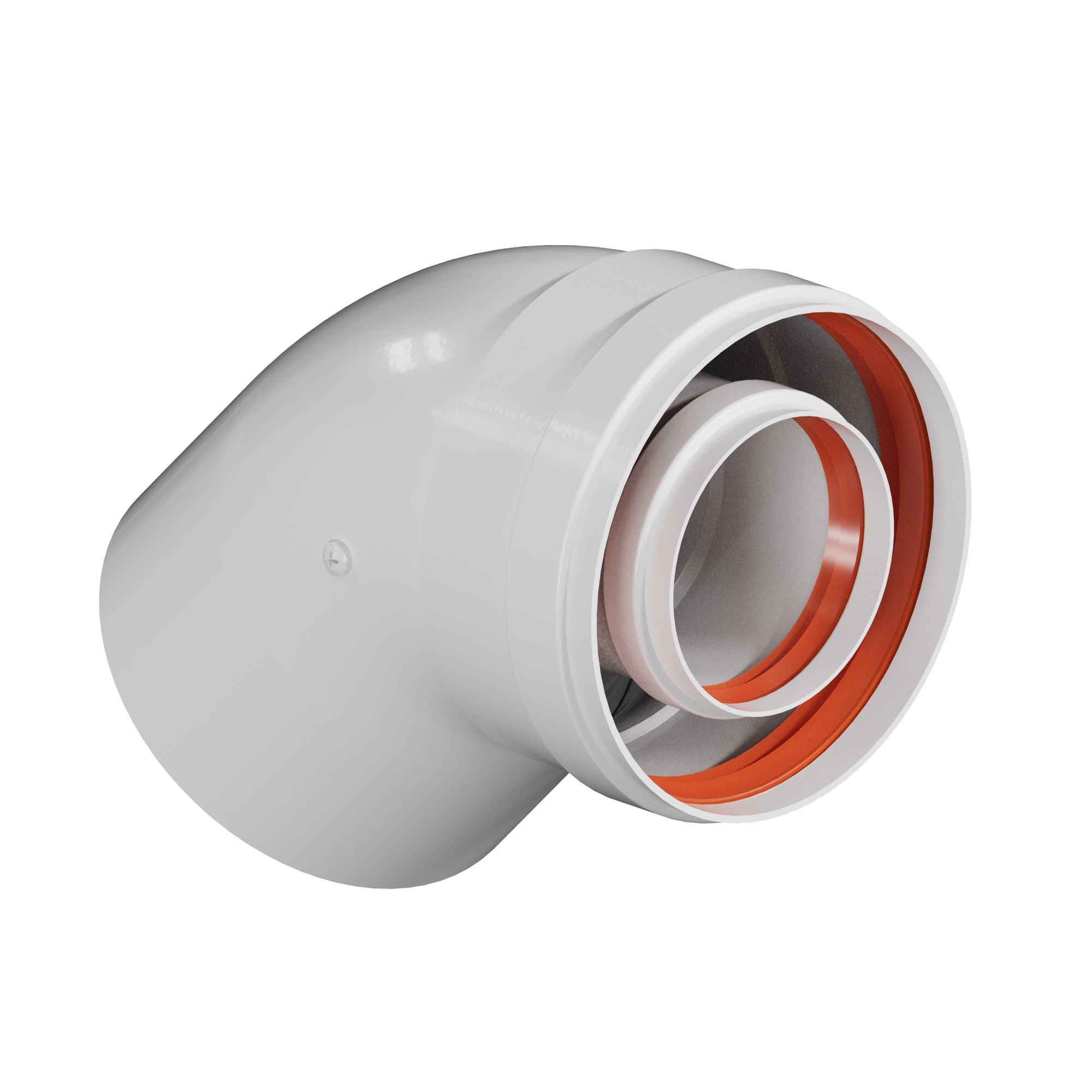 Отвод промежуточный D60/100 угол 45гр раструбный KRATS мама/папа ( разнонаправленный, направление можно поменять)