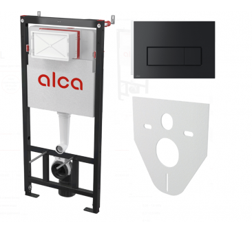 Set инсталляции 4 в 1, с черной мат. кнопкой и шумоизоляцией, AM101/1120-4:1 RU M678-0001 AlcaPlast