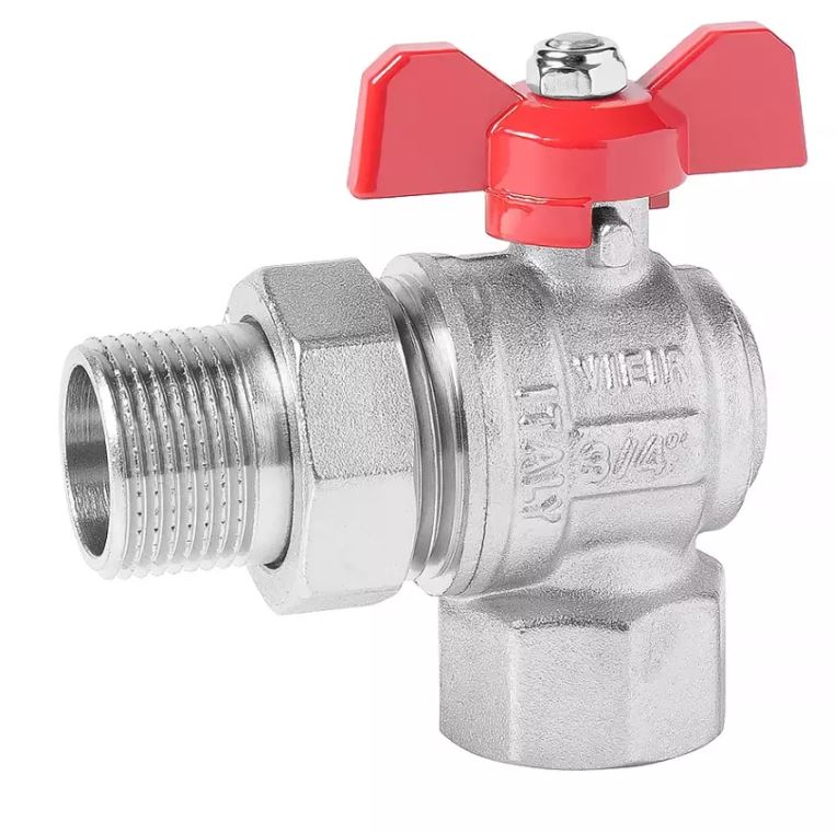 Кран шаровой угловой с американкой 1/2'' ВН-ВН бабочка ViEiR
