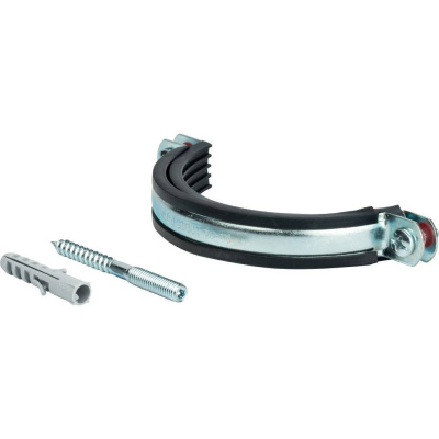 Хомут для труб, комплект: хомут+шпилька шуруп +дюбель пластиковый 1 1/2"(47-52) STOUT