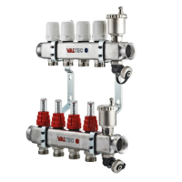 Коллекторная группа нерж. со встр. расх. в сборе, 1х4 вых. Евроконус 34 VALTEC- IVAR