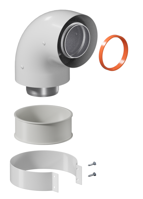 Отвод промежуточный D60/100 угол 90гр раструбный (наружный диаметр папа-папа) KRATS соединение через