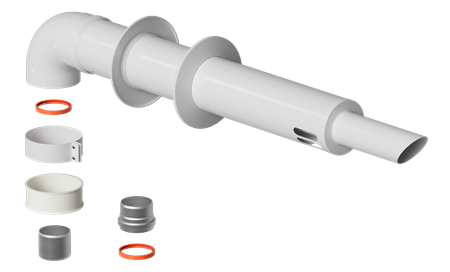 Комплект дымохода АНТИЛЕД 60/100 L750мм(раб.длина) (Baxi (кроме ECO Nova),Haier/ Mizudo) хомут+втулка ( труба режется)