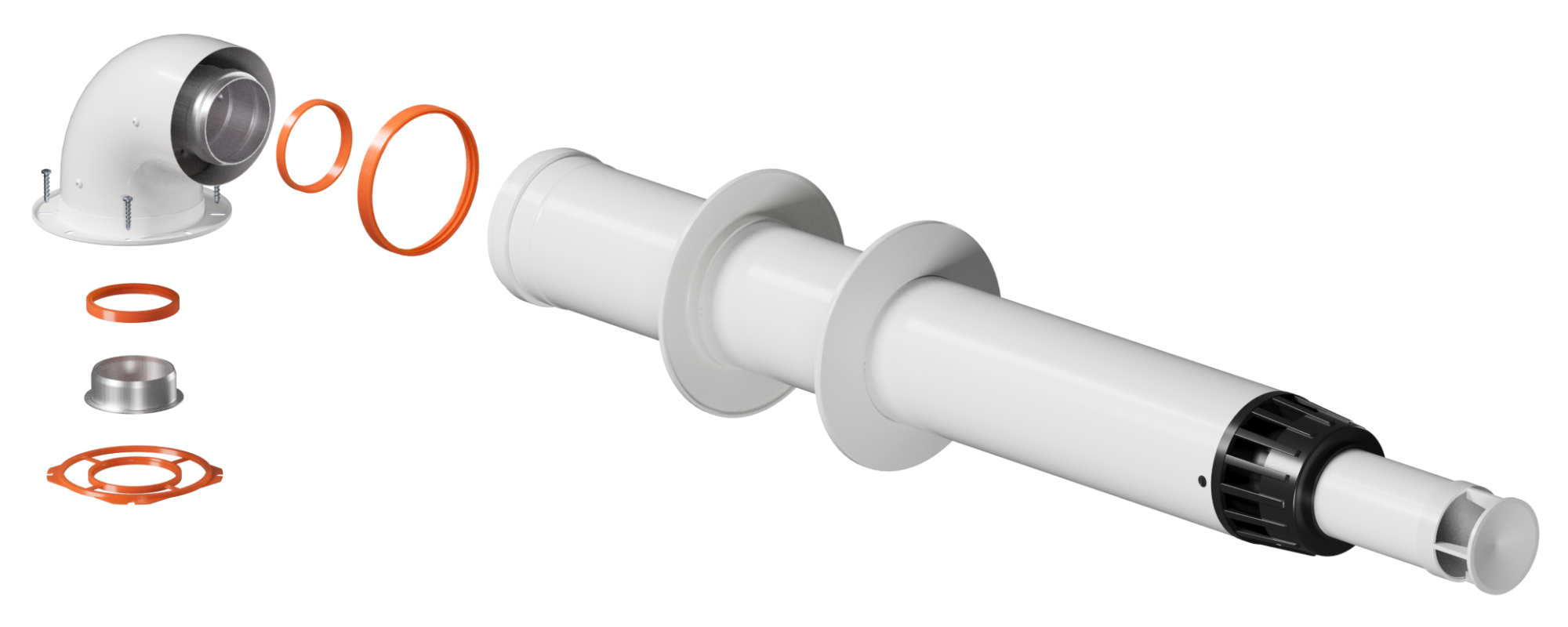 Комплект дымохода АНТИЛЕД D60/100 L1000 мм (рабочая длина 750мм) (IMMERGAS) со стальным фланцем KRAT