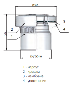 Аэратор ПП D 110 АБС (клапан воздушный) СИНИКОН Белый (10 шт/упак)