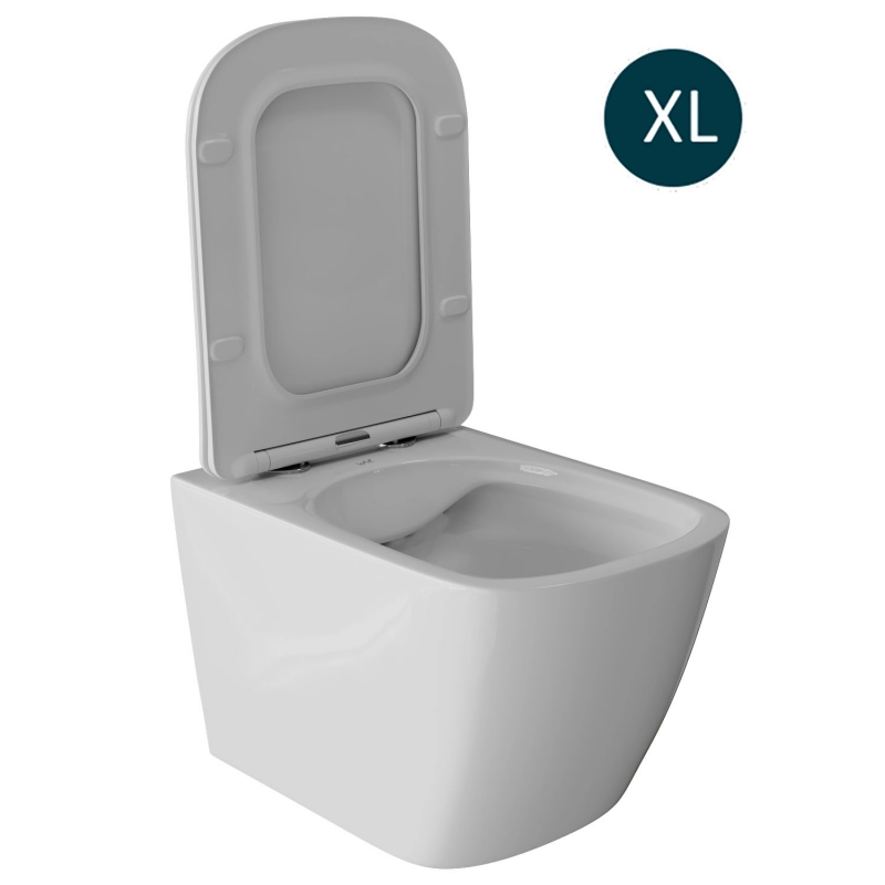 Унитаз подвесной безободковый WAVE QUADRO сиденье дюропласт, м/л, быстр, БЕЛЫЙ глянец (XL)