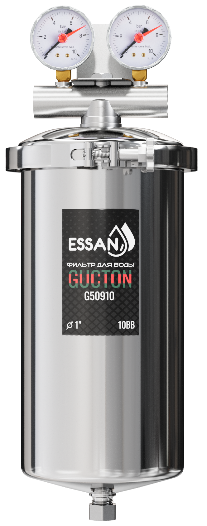 Колба фильтра из нержавейки ESSAN GUCTON горячая и холодная вода 10BB, 1" B