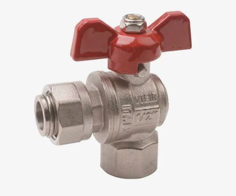 Кран шаровой угловой с накидной гайкой 3/4'' ВН-ВН бабочка ViEiR