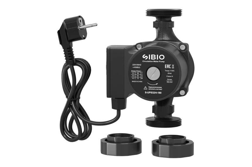 Насос циркуляционный 32/4-180мм Sibio с гайками, кабель, медная намотка