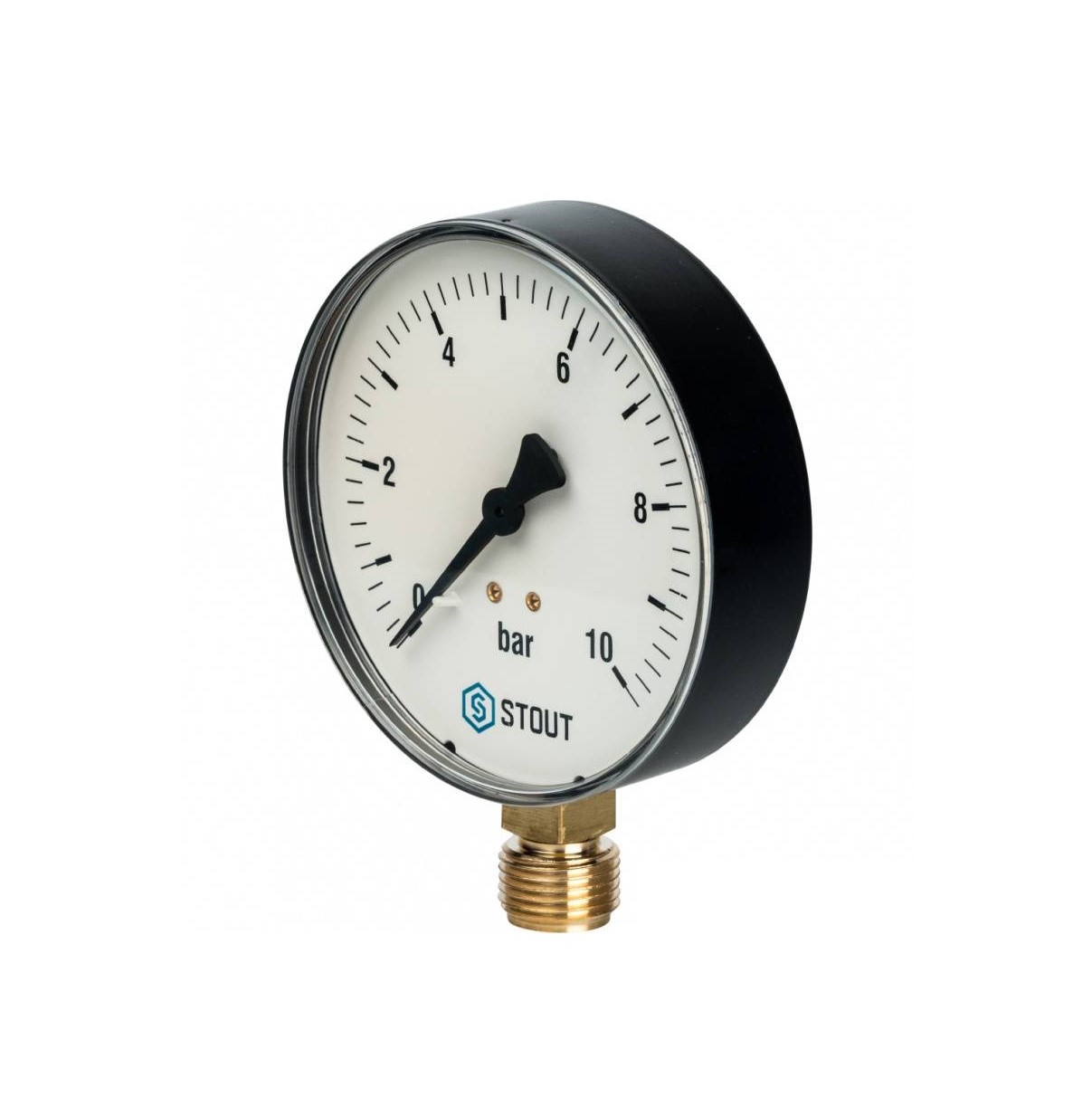 Манометр радиального подключения 1/2" ,измерение до 10 бар (Dn 80мм) STOUT