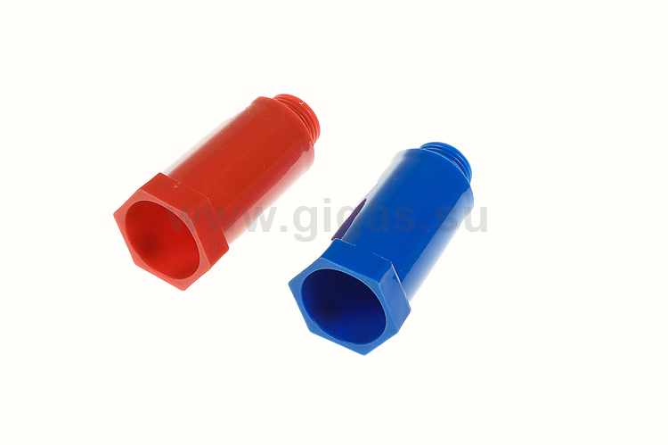 Пробка длинная полипропиленовая с резьбой 1/2'' синяя+красная комплект Valtec (уп.125)