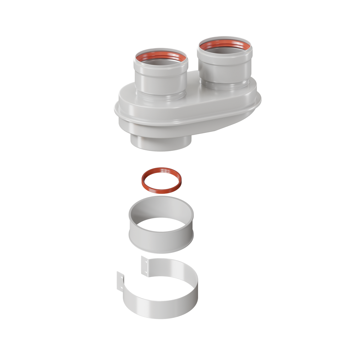 Адаптер моноблочный для перехода на двухтрубную систему 80/80 (Baxi(кромеECO Nova/Classic), Viessmann,Wolf, Haier и др.) +хомут