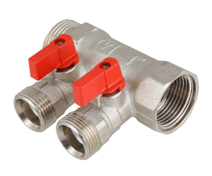 Коллектор VALTEC, с отсекающими кранами, 1"х3 вых. Евроконус 3/4 Valtec