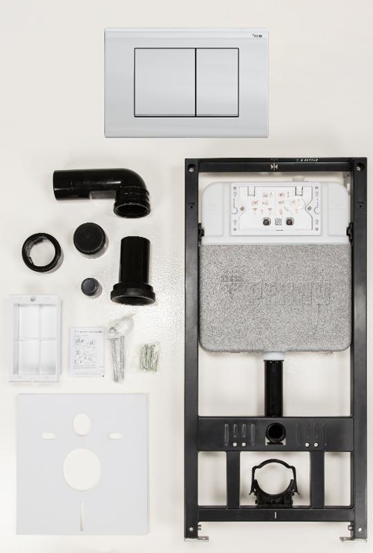 Комплект инсталляции РЕХАУ NOVAFLOW с панелью смыва NOVA QUAD 001 прямоугольный, белый глянцевый