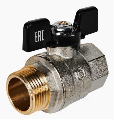 Кран шаровой 1" ВН-НР бабочка STOUT