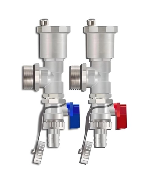 Тройник коллекторный 1" в сборе (тройник, воздухоотводчик, дренажный кран) Vieir