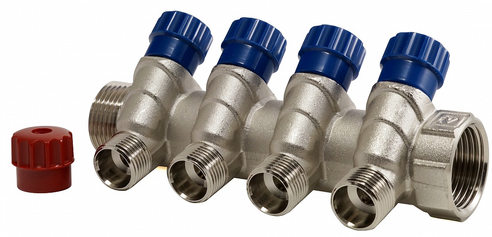 Коллектор с регул. вентилями, 1''х4 вых. Евроконус 3/4 VALTEC  НЕ ОЖИДАЕТСЯ