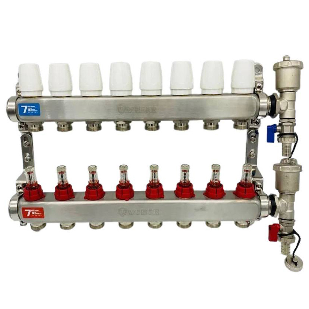 Коллекторная группа 1"х8 вых. Евроконус 3/4" с расходомерами, авт. воздухоотв. Vieir (VR113 )