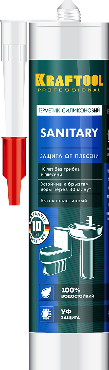 KRAFTOOL Sanitary 300мл белый Санитарный силиконовый герметик