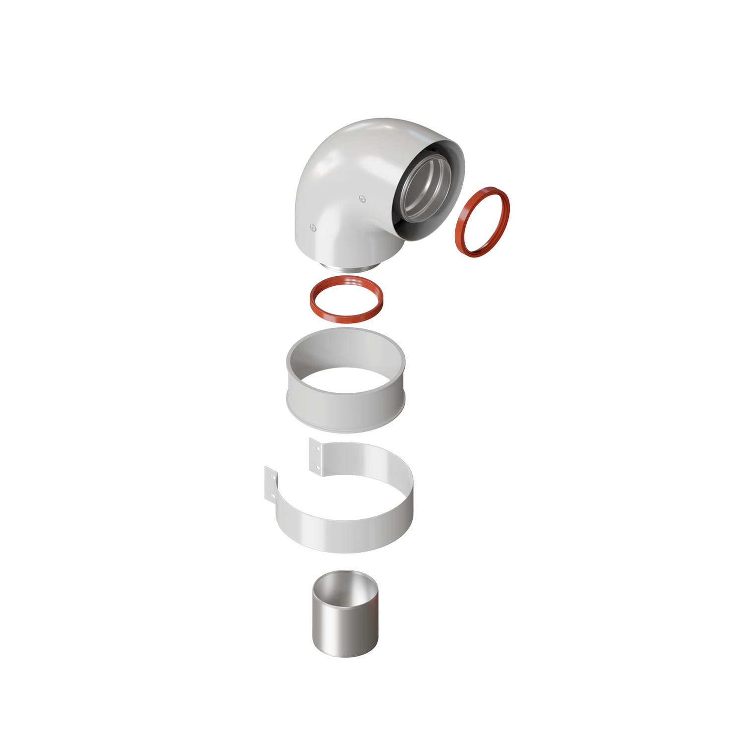 Отвод коаксиальный 60/100 90гр. с хомутом (аналог K-01B)