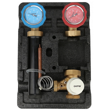 Насосная группа быстрого монтажа с термостатическим смесительным клапаном 1" без насоса подача справа GAPPO