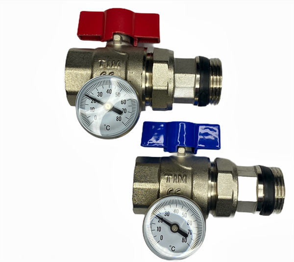 Кран шаровой с американкой с термометром 1" ВН-НР (комплект 2шт) Vieir
