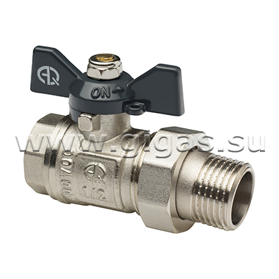 Кран шаровой с американкой 3/4" ВН-НР бабочка AQUALINK (60/5 шт/уп)