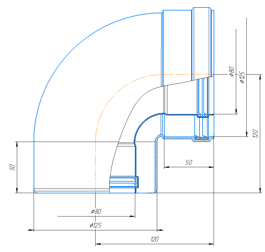Комплект коаксиального дымохода D80/125 KRATS