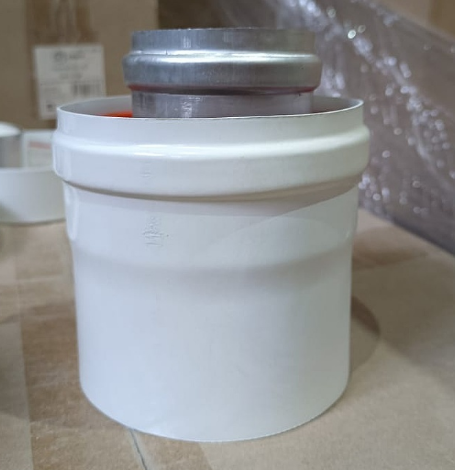 Адаптер вертикальный коаксиальный D60/100 раструб. универсальный (диаметр 100 мама/папа, диаметр 60 мама/мама) KRATS