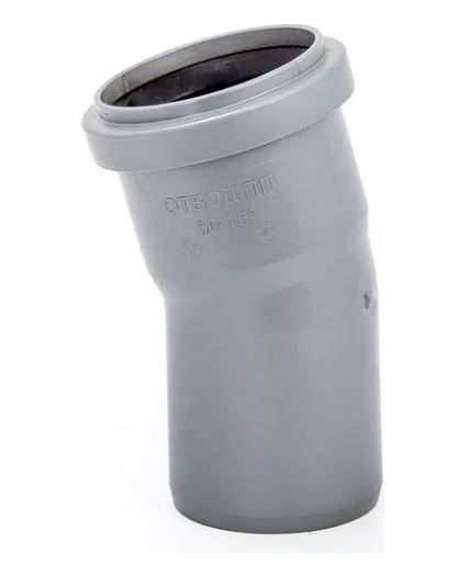 Отвод ПП D 050*15º Серый Стандарт Lammin (200шт/упак)